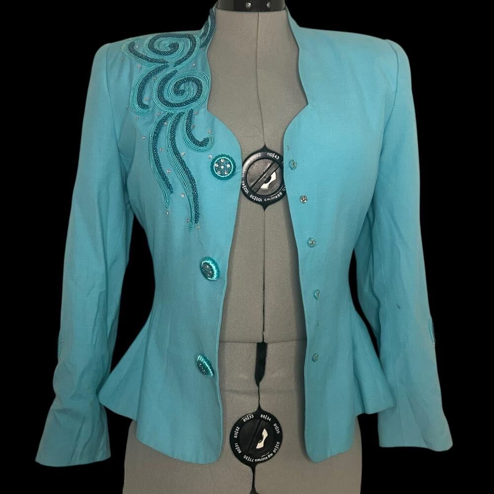 Vintage Blue Beaded Blazer Size 6